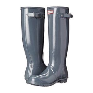 Size 5 gray gloss hunter rain boots